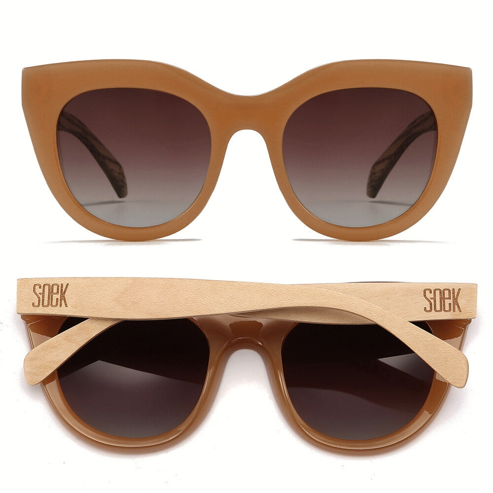 MILLA CARAMEL Brown Gradient Lens l Walnut Arms - Soek Fashion Eyewear Australia