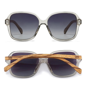 SCARLETT GREY MIST Grey Lens l Walnut Wood Arms - Soek Fashion Eyewear Australia