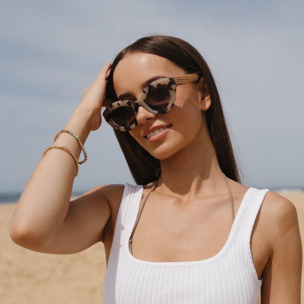 STEVIE MOCHA l Grey Lens l White Maple Arms - Soek Fashion Eyewear Australia