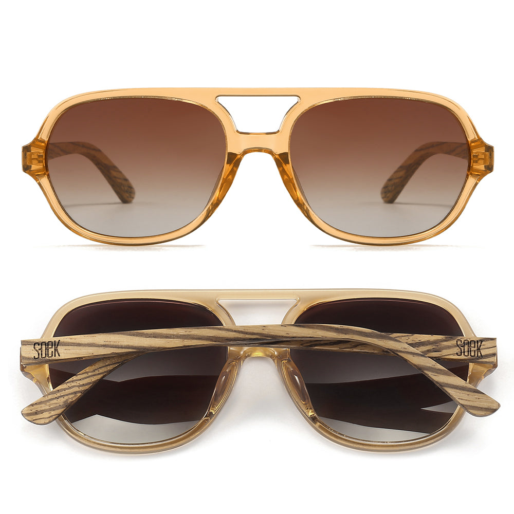 BILLY CLEAR BROWN  Brown Gradient Lens l Walnut Wood Arms - Soek Fashion Eyewear Australia