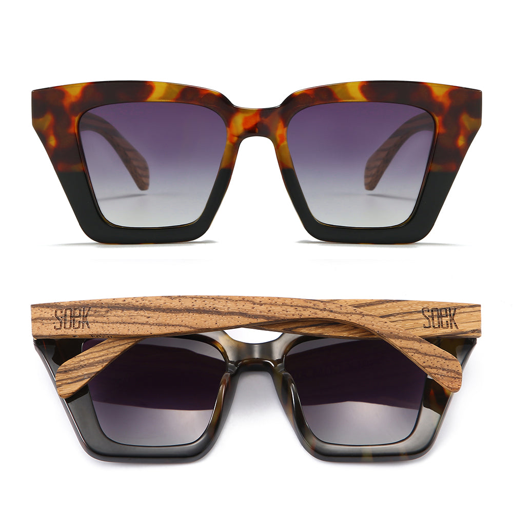 ICON BLACK TOFFEE l Black Graduated Lense l Walnut Arms - Soek Fashion Eyewear Australia