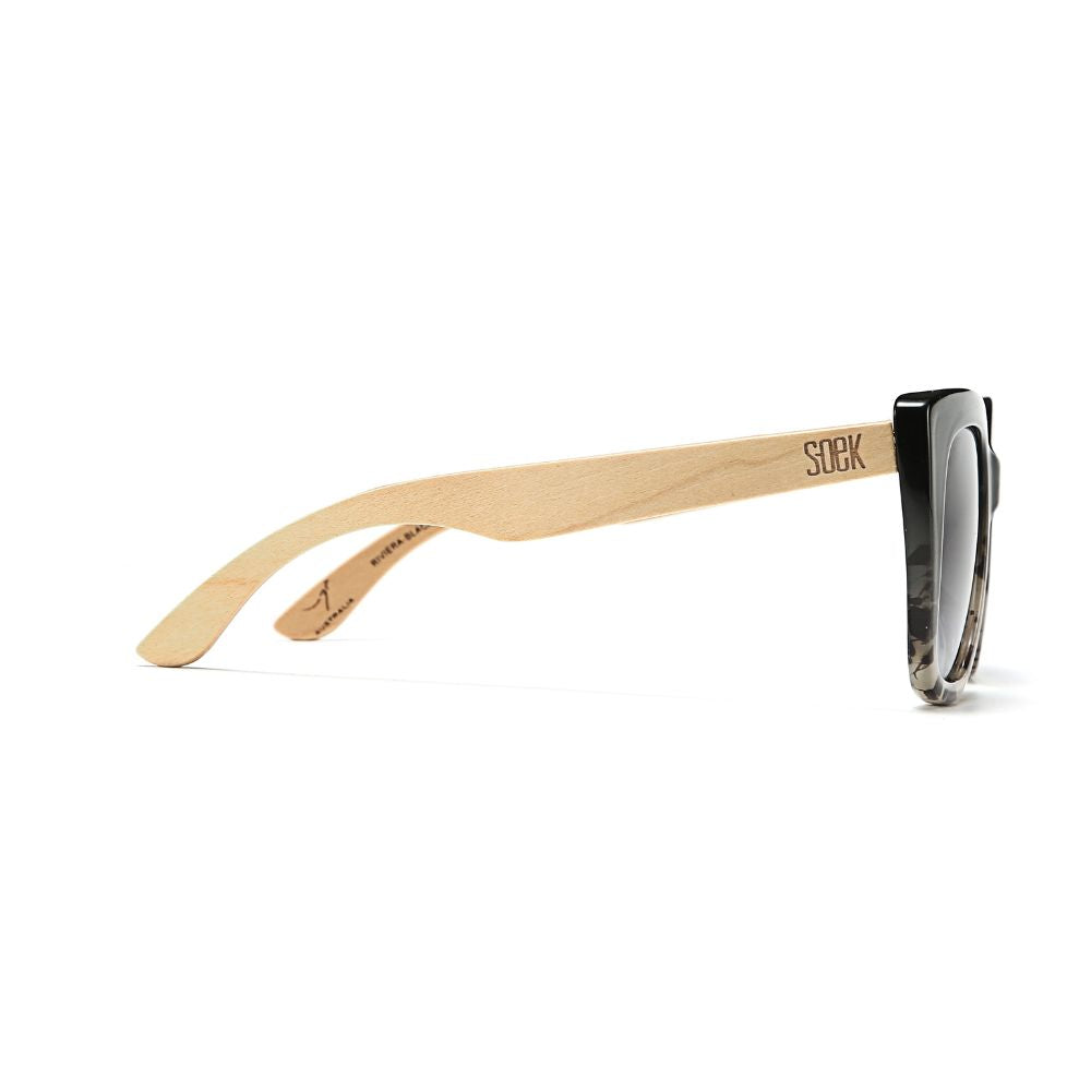 RIVIERA BLACK IVORY TORT Black Gradient Lens l White Maple Arms - Soek Fashion Eyewear Australia
