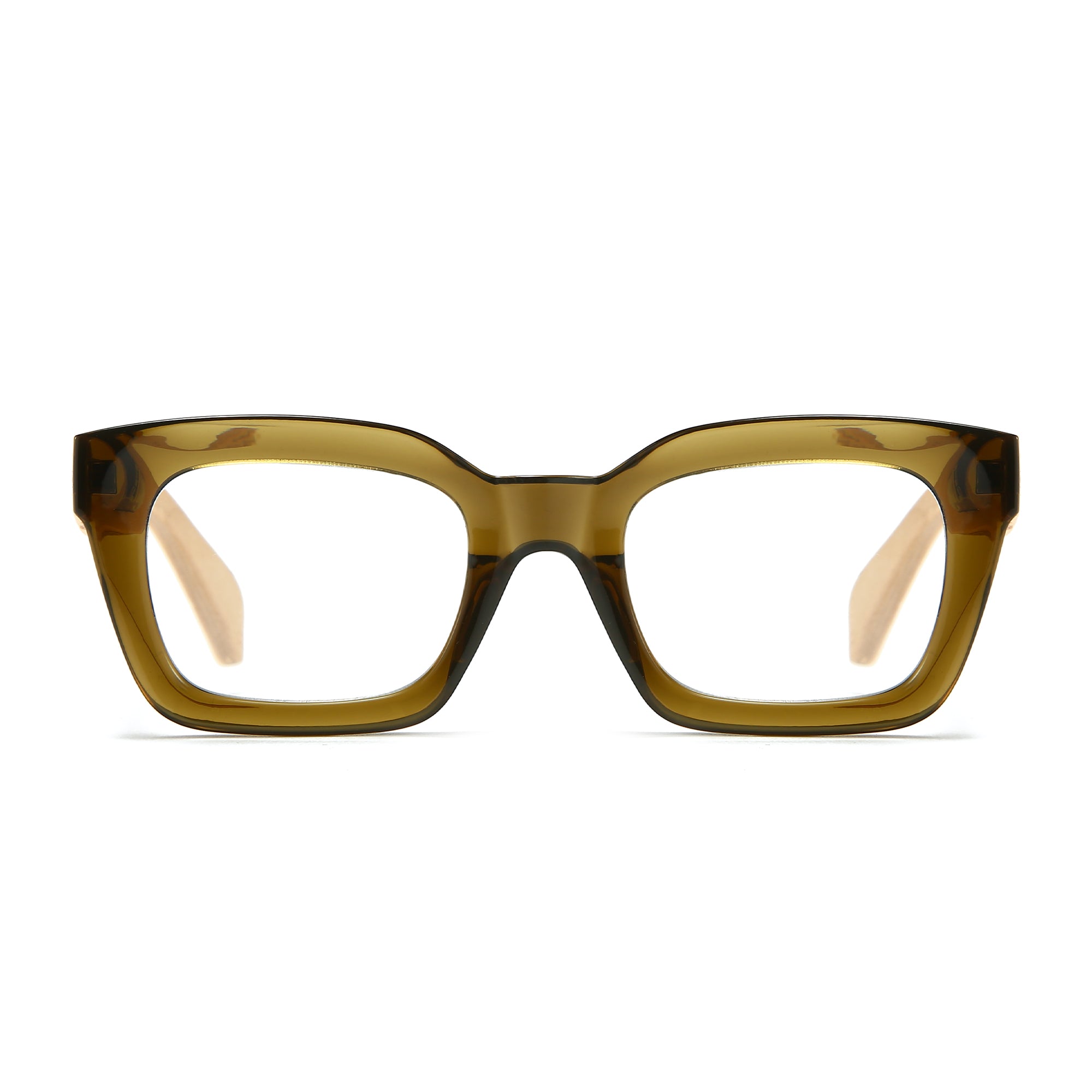 ZAHRA KHAKI l Wooden Blue Light Magnifying Reader - Soek Fashion Eyewear Australia