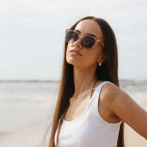 LILA GRACE CHAMPAGNE l Brown Gradient Lens l Walnut Arms - Soek Fashion Eyewear Australia