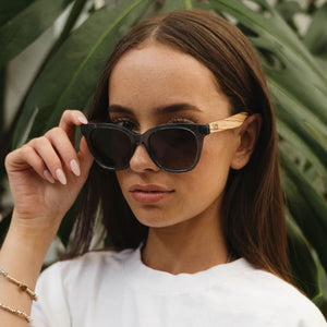 LILA GRACE MIDNIGHT BLUE l Smokey Gradient Lens l Walnut Arms - Soek Fashion Eyewear Australia