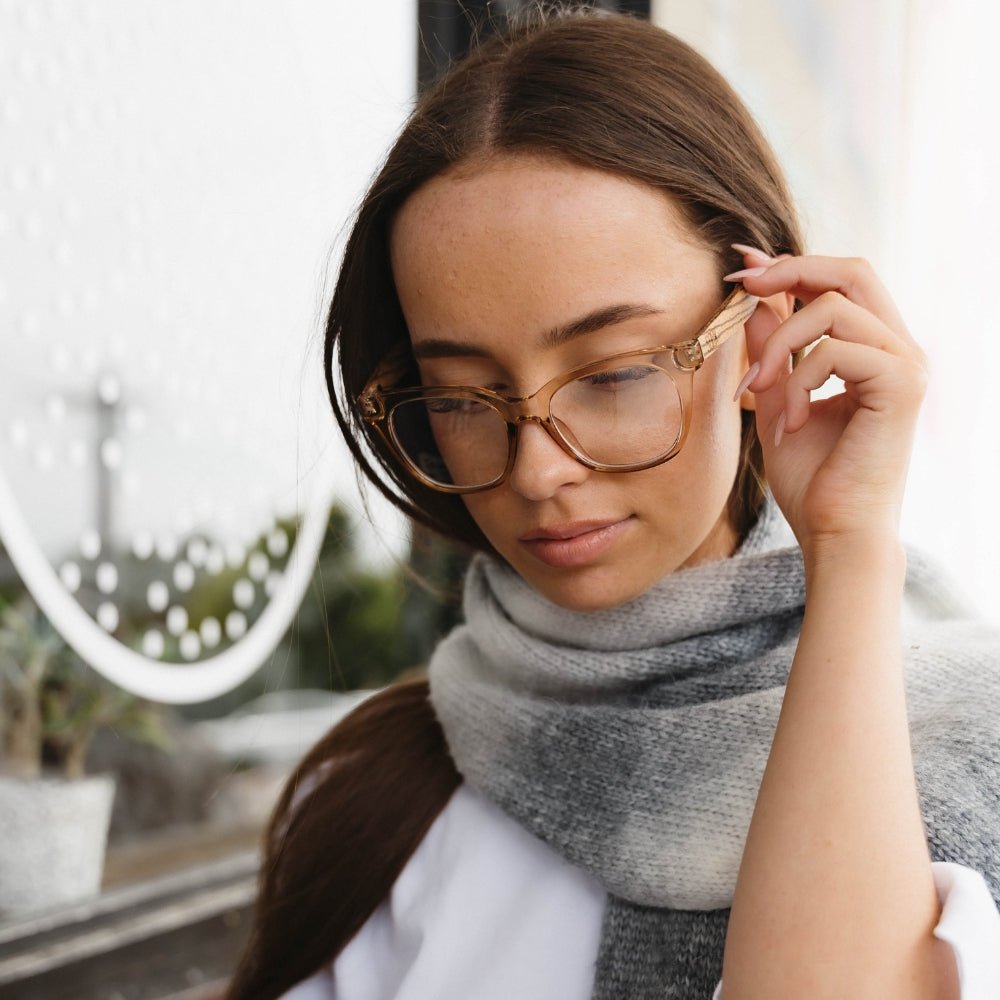 LILA GRACE CHAMPAGNE l Wooden Magnifying Blue Light Reader - Soek Fashion Eyewear Australia
