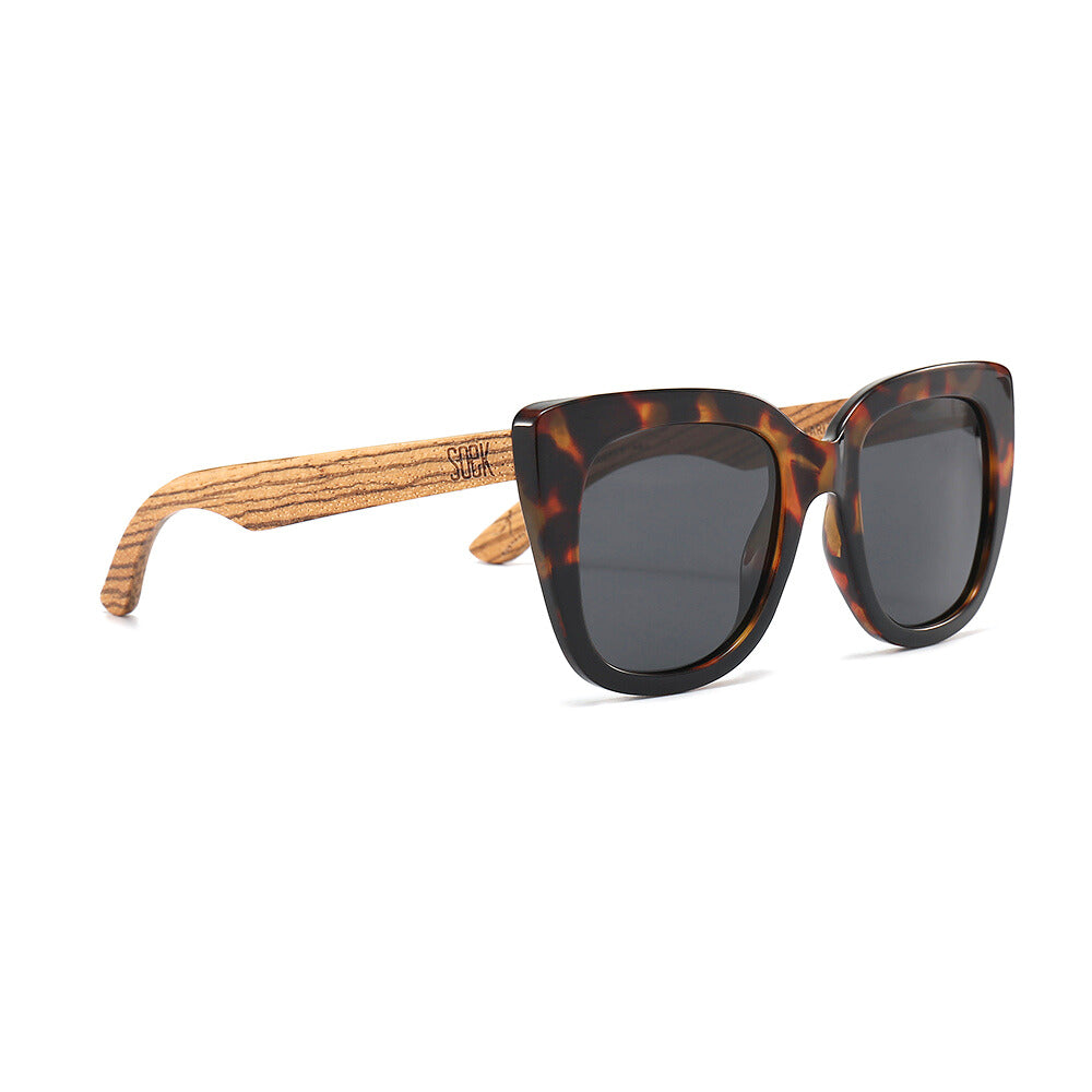 RIVIERA TOFFEE Half Tortoise Half Black Frame l Black Polarised Lens l Walnut Arms - Soek Fashion Eyewear Australia