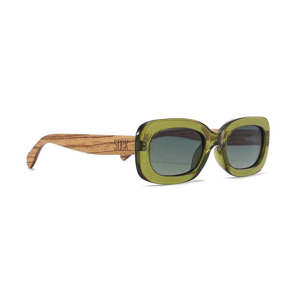 VIBE MOSS l Khaki Green Frame l Black Polarised Lens l White Maple Arms - Soek Fashion Eyewear Australia