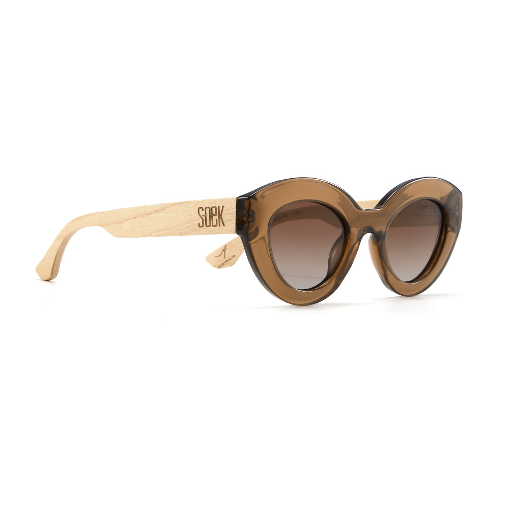 STEVIE MOCHA l Grey Lens l White Maple Arms - Soek Fashion Eyewear Australia