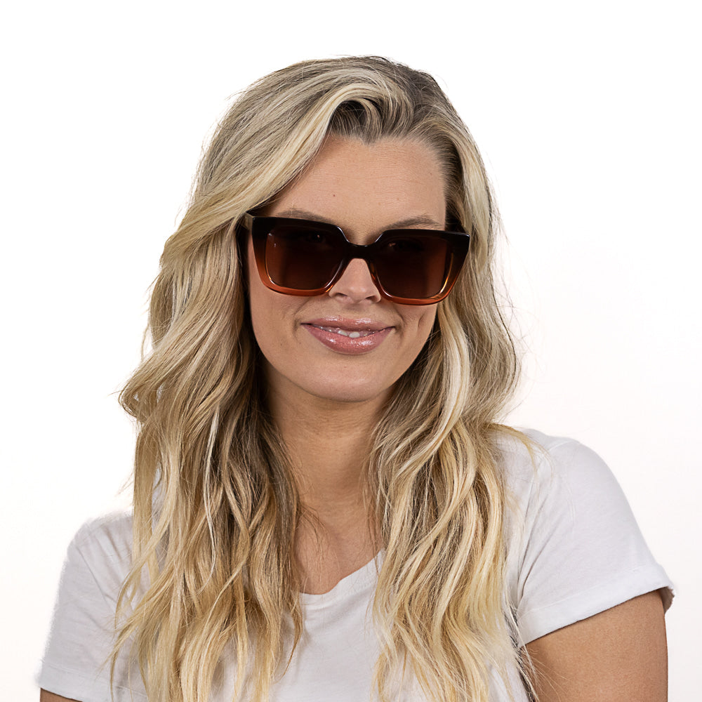 HARPER OMBRE BROWN - Bio Acetate Gradient Pink Frame l Brown Graduated Polarised Lens - Soek Fashion Eyewear Australia