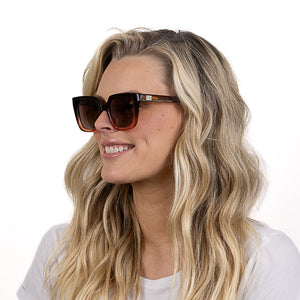 HARPER OMBRE BROWN - Bio Acetate Gradient Pink Frame l Brown Graduated Polarised Lens - Soek Fashion Eyewear Australia