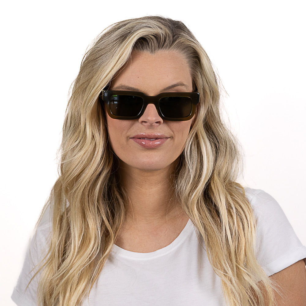 ROVE MOSS - Bio Acetate Khaki Frame l Black Polarised Lens - Soek Fashion Eyewear Australia