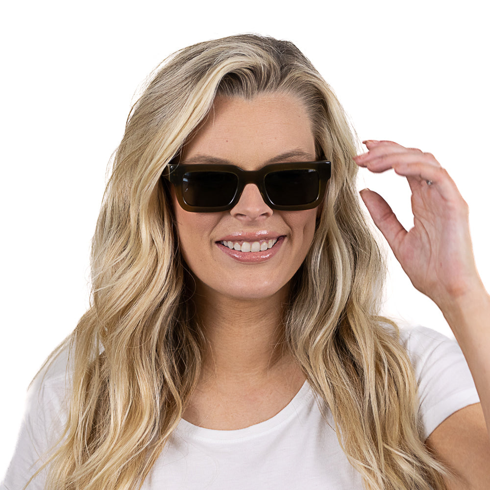 ROVE MOSS - Bio Acetate Khaki Frame l Black Polarised Lens - Soek Fashion Eyewear Australia