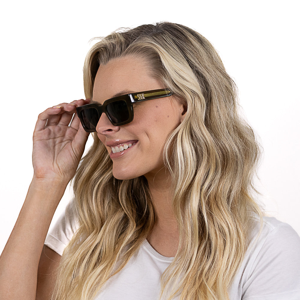 ROVE MOSS - Bio Acetate Khaki Frame l Black Polarised Lens - Soek Fashion Eyewear Australia