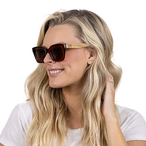 ZAHRA AUBURN l Smoky Polarised Lens l Walnut Arms - Soek Fashion Eyewear Australia