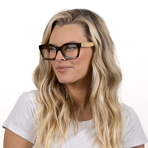 ZAHRA KHAKI l Wooden Blue Light Magnifying Reader - Soek Fashion Eyewear Australia