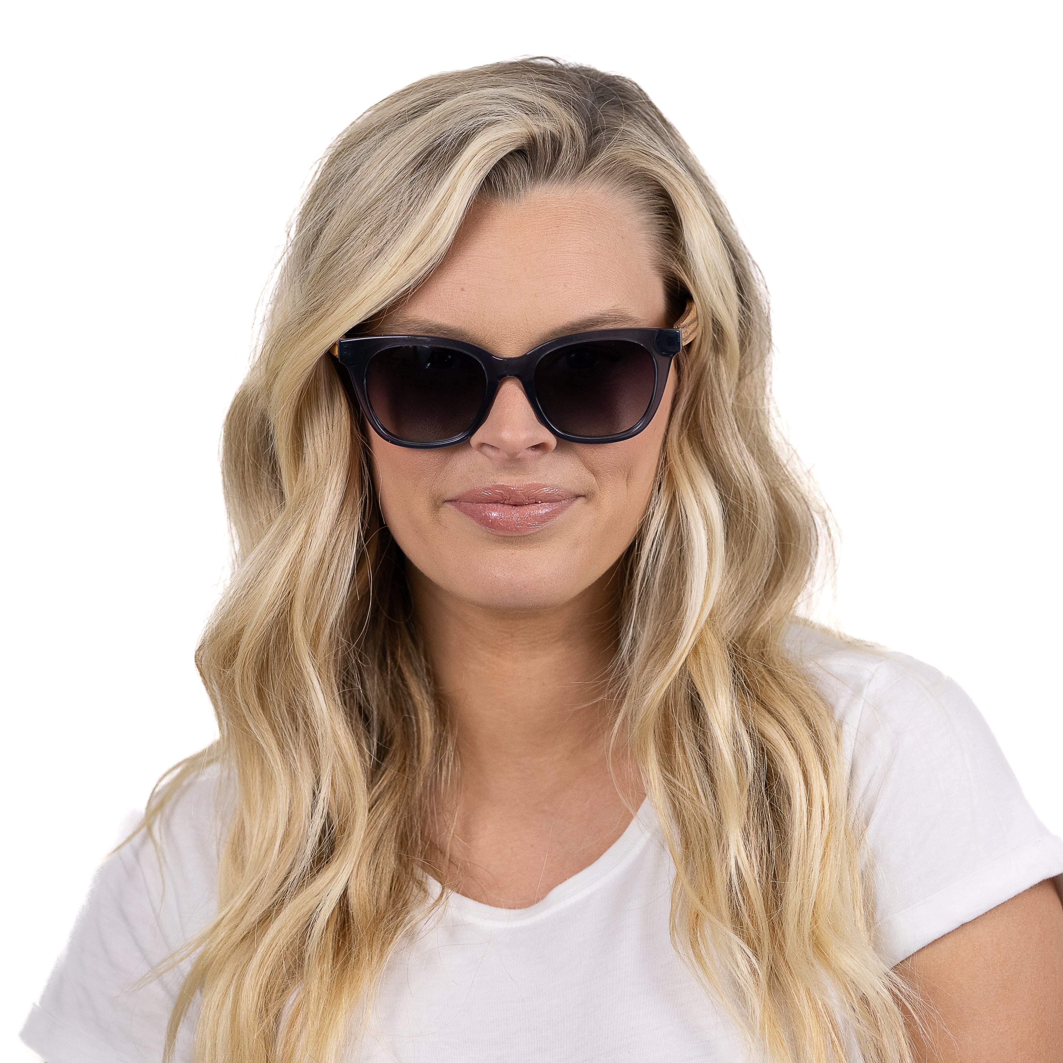 LILA GRACE MIDNIGHT BLUE l Smokey Gradient Lens l Walnut Arms - Soek Fashion Eyewear Australia