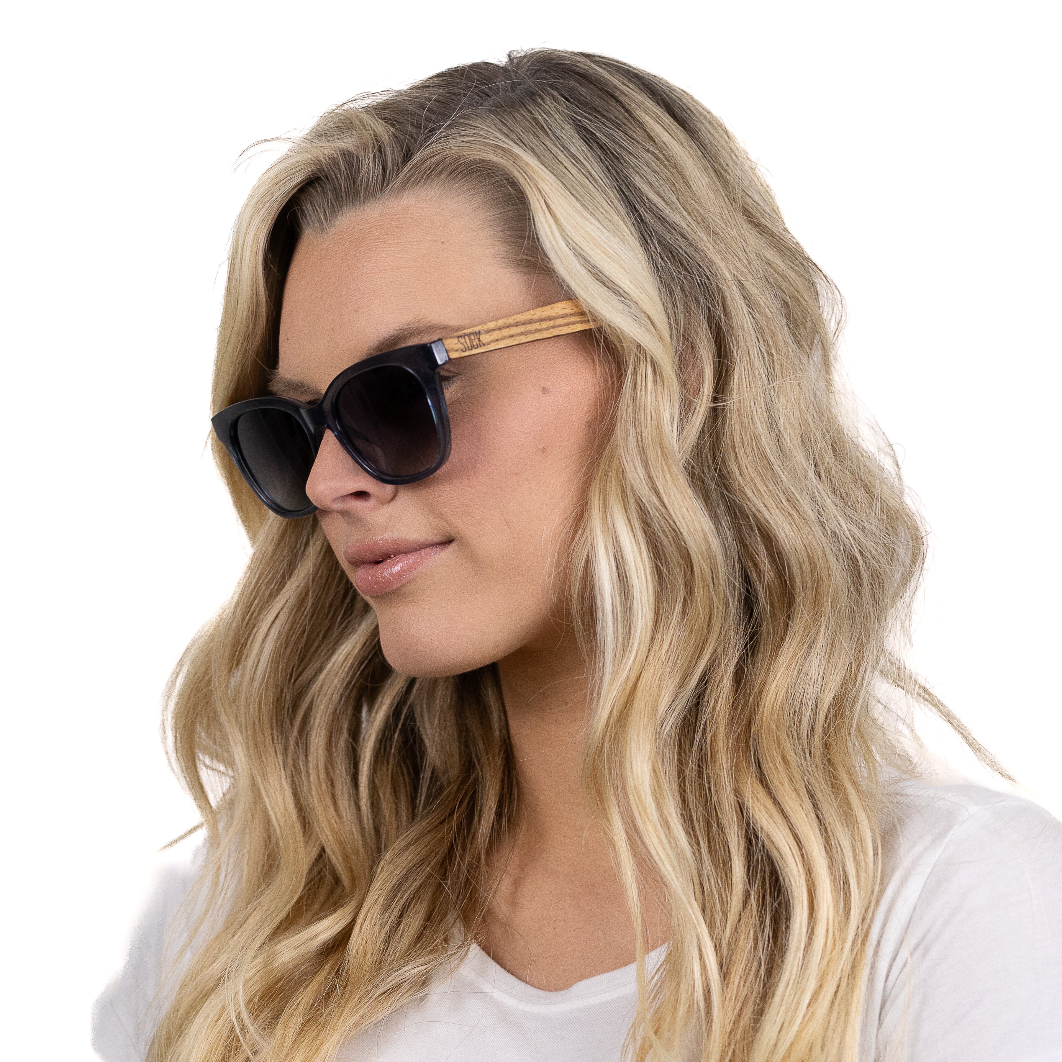 LILA GRACE MIDNIGHT BLUE l Smokey Gradient Lens l Walnut Arms - Soek Fashion Eyewear Australia