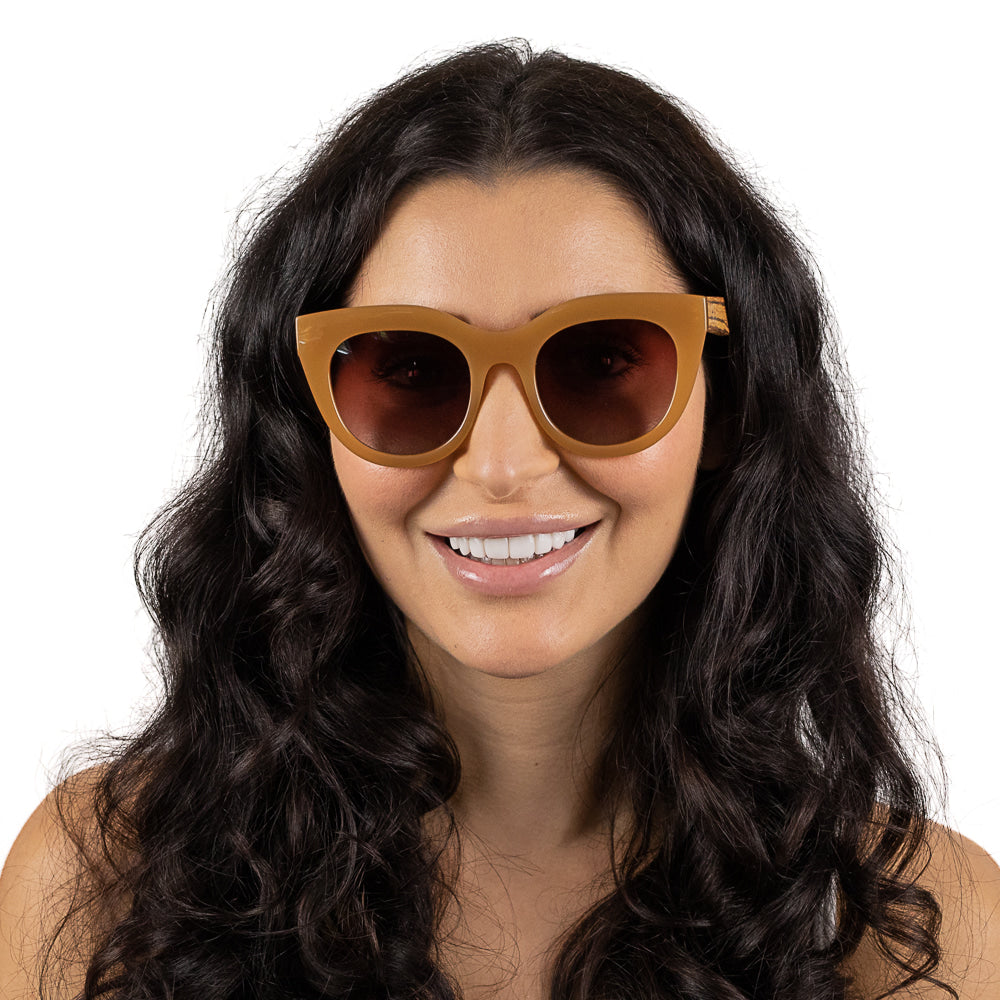 MILLA CARAMEL Brown Gradient Lens l Walnut Arms - Soek Fashion Eyewear Australia