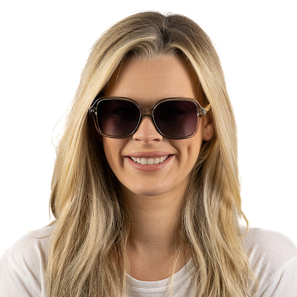 SCARLETT GREY MIST Grey Lens l Walnut Wood Arms - Soek Fashion Eyewear Australia