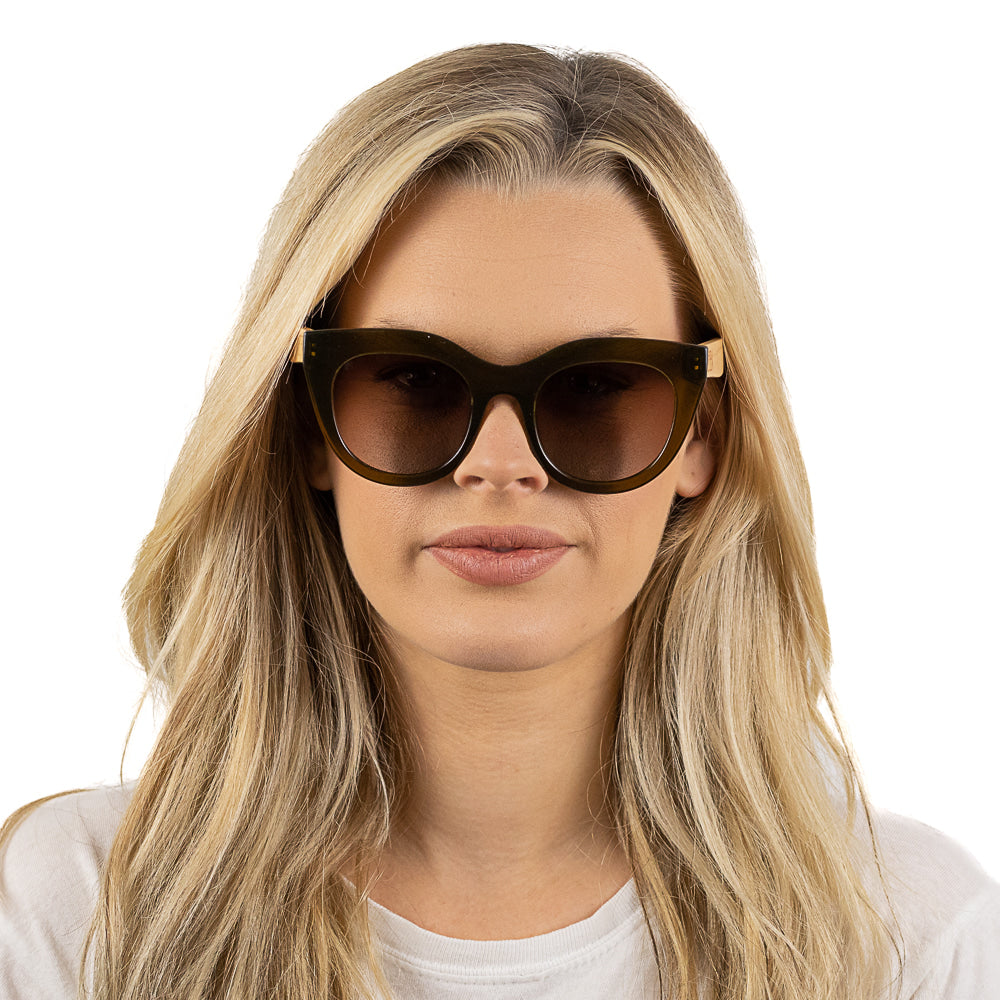 MILLA KHAKI Khaki Gradient Lens l White Maple Arms - Soek Fashion Eyewear Australia