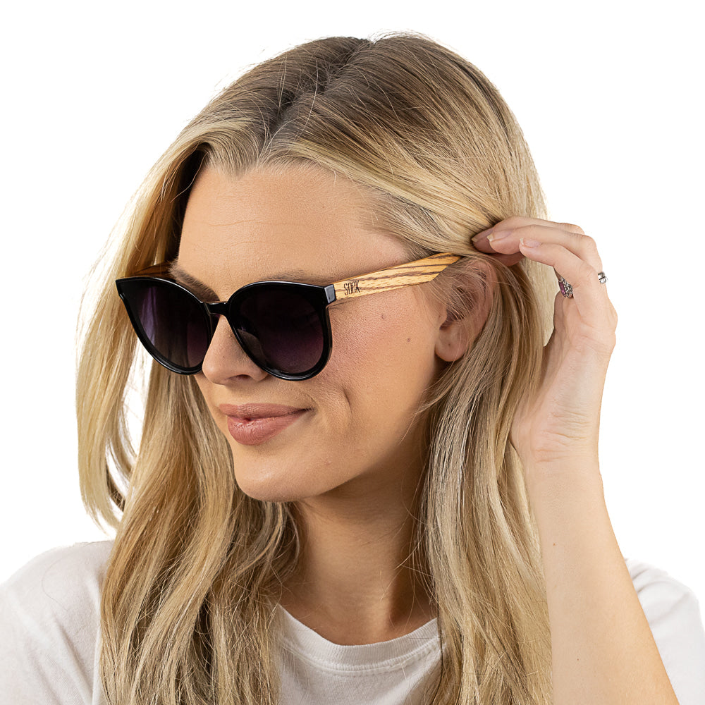 BELLA MIDNIGHT l Black Gradient Lens l Wooden Arms - Soek Fashion Eyewear Australia