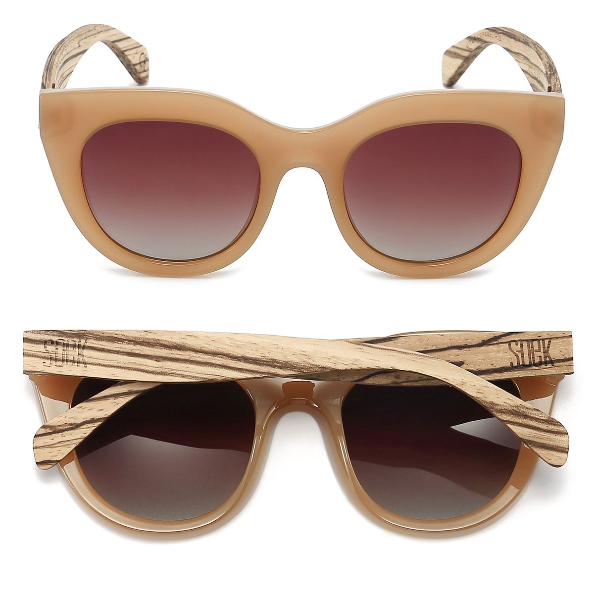 MILLA CARAMEL Brown Gradient Lens l Walnut Arms - Soek Fashion Eyewear Australia